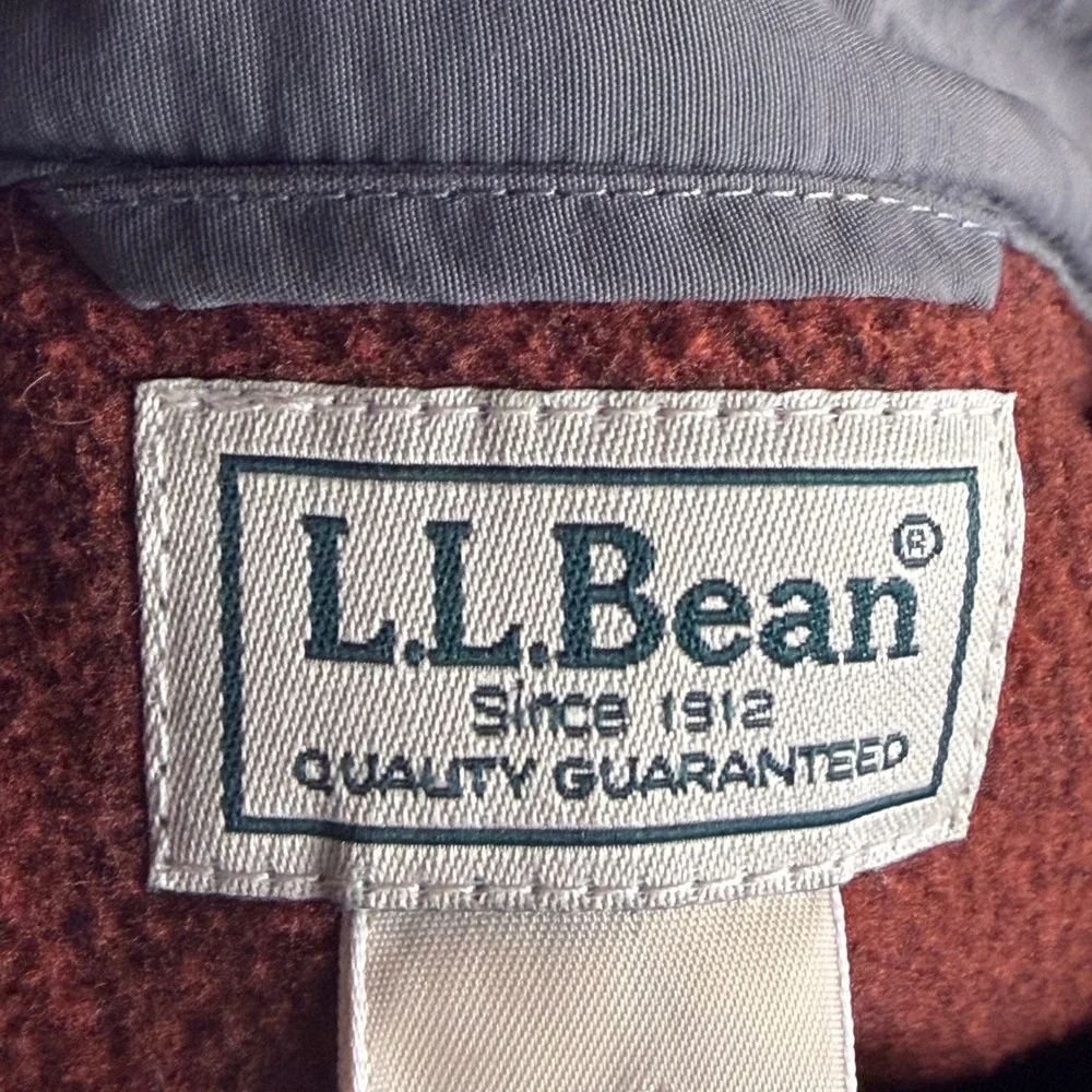LL Bean Fleece Shacket Mens M Burgundy Reinforced Elbow Patches Shirt Jacket EUC